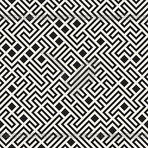 Seamless Black and White Maze Lines Pattern - vector clip art