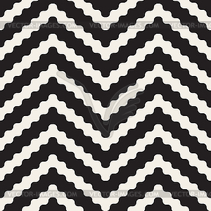 Seamless Black and White ZigZag Rounded Lines - vector clipart