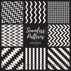 Seamless Black And White Pattern Collection - vector clipart