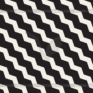 Seamless Black And White ZigZag Diagonal Lines - vector clipart