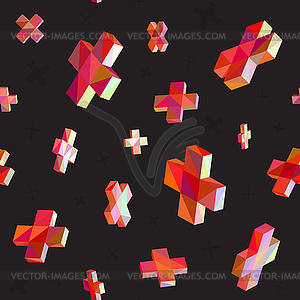 Seamless Multicolor Cross Shape Dimensional Jumble - vector clipart