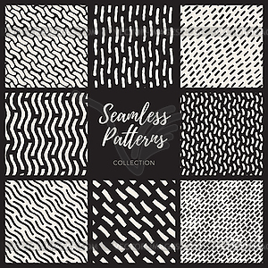 Set of Nine Seamless Lines Patterns Collection - vector image