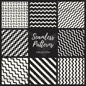 Seamless Black And White Pattern Collection - vector clipart