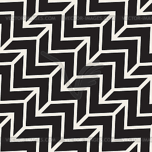 Seamless Black And White ZigZag Diagonal Lines - vector image