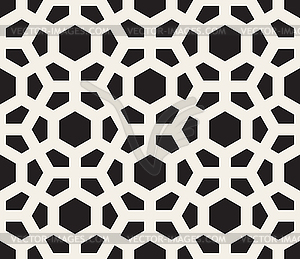 Seamless Black And White Geometric Hexagon Lines - vector clipart