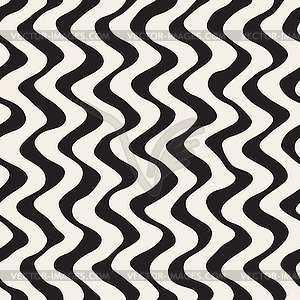 Seamless Black and White Wavy Lines Pattern - vector clip art