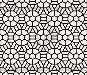 Seamless Black And White Geometric Hexagon Rounded - royalty-free vector clipart