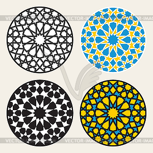 Set of Four Islamic Ornamental Rosette Circle Desig - vector clipart