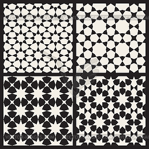 Набор из четырех бесшовные исламской звезды Tessellation - иллюстрация в векторном формате
