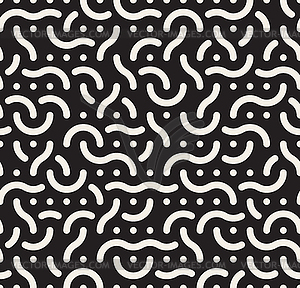 Seamless Rounded Lines Memphis Jumble Pattern - white & black vector clipart