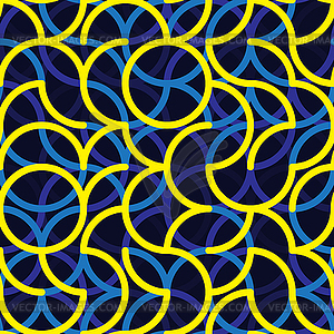 Seamless Blue Yellow Iregular Rounded Lines - vector image