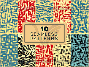 Set of Ten Seamless Organic Rounded Patterns - vector clip art