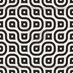 Seamless Wavy Line Black and White Geometric Pattern - vector image