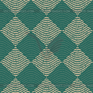 Seamless Green Grey Color Wavy Lines Rhombus Checke - vector image