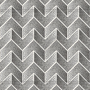 Seamless Black and White Stippling Chevron Shapes - vector clipart