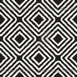 Seamless Black and White Rhombus Lines Pattern - vector clipart / vector image