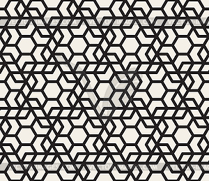Seamless Black And White Hexagonal Geometric Grid - vector image