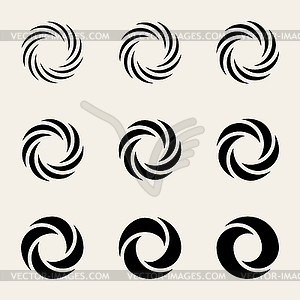 Nine Twisting Circes Logo Design Elements - vector EPS clipart