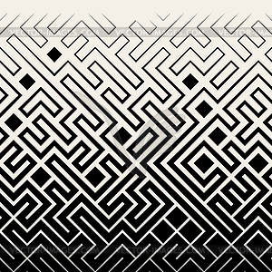 Seamless Black White Square Maze Lines Halftone - vector clip art