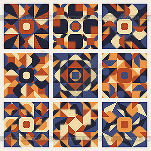 Seamless Purple Orange Retro Geometric Ethnic - royalty-free vector image