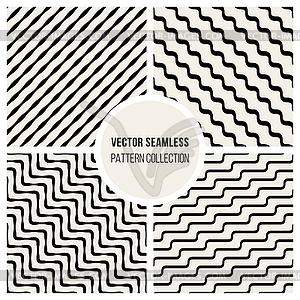 Seamless Black And White Wavy Diagonal Stripe - vector image