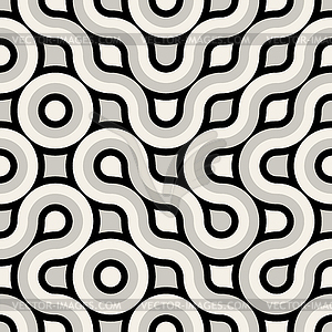 Seamless Black And White Truchet Rounded Pattern - vector EPS clipart