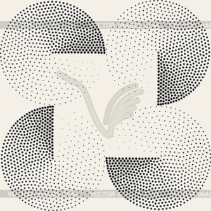 Seamless Black White Half Circles Stippling Halfton - vector image