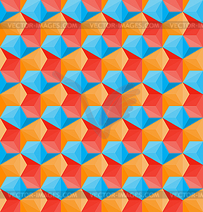 Seamless Hexagonal Shape Pattern In Red Orange and - vector image