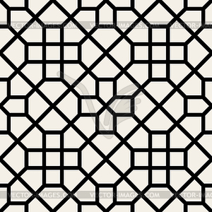 Seamless Black and White Geometric Cross Pattern - vector image