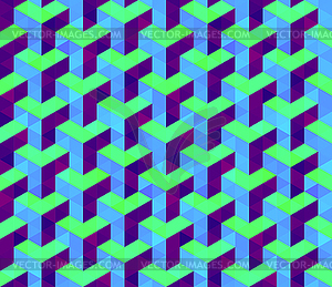 Seamless Isometric Hexagonal Cube Pattern in Blue - vector image