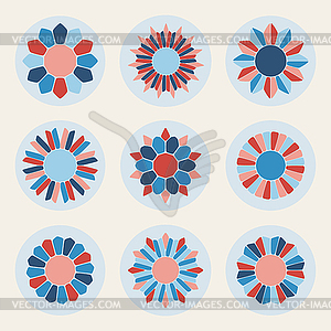 Floral Petal Shape Stars in Pink and Blue Design - vector clipart