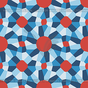 Seamless Blue Red Geometric Tiling Pattern - vector EPS clipart