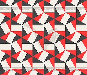 Seamless Black Red White Hexagonal Triangles - vector clipart