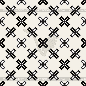 Seamless Black And White Simple Cross Square Pattern - vector clip art