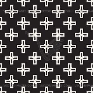 Seamless Black And White Simple Cross Square Pattern - vector clipart