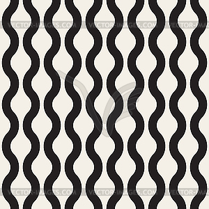 Seamless Black And White Wavy Lines Pattern - vector image