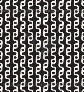 Seamless Black White Round Wavy Line Circle Pattern - vector image