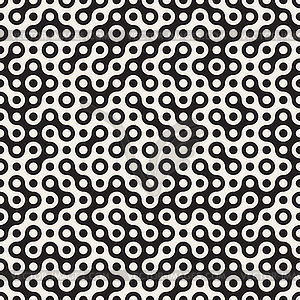 Seamless Black and White Circles Halftone Truchet - vector clipart