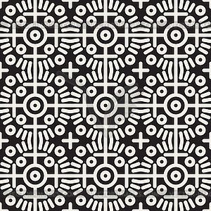 Seamless Black and White Geometric Ethnic Circle - vector image