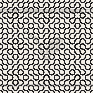 Seamless Black and White Rounded Circle Maze Line - vector clipart