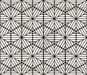 Seamless Black and White Rounded Hexagon Lines - vector clip art
