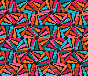 Seamless Pink Blue Orange Rounded Triangle Lines - vector image