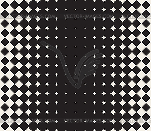 Seamless Black and White Morphing Star Halftone Gri - vector image