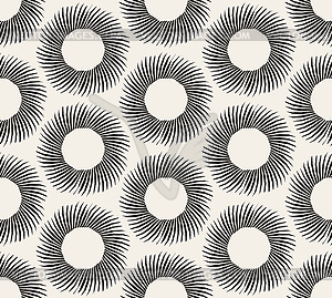 Seamless Black and White Geometric Circle Rays - vector clipart