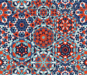 Seamless Red Blue One Block Wonder Quilt Ornaments - royalty-free vector image