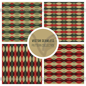 Set Of Four Wavy Line Ellipse Retro Patterns In - vector image