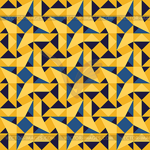 Seamless Blue Yellow Geometric Triangle Rhombus - vector image