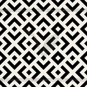 Seamless Black And White Geometric Lines Pattern - vector clip art