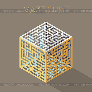 Isometric Maze Cube Cage Design Concept - vector image