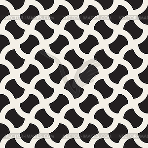 Seamless Black And White Geometric Wavy Lines Grid - vector image